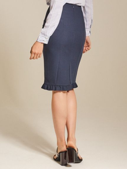 Ruffled Cotton-blend Pencil Skirt