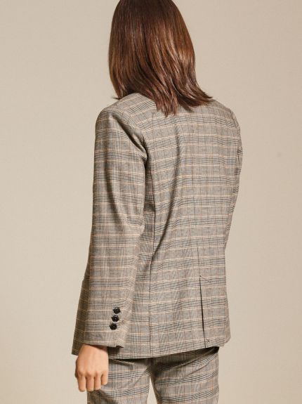 Double-Breasted Checked Cotton-Blend Blazer
