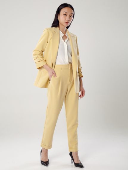 Chriselle Ruched Blazer-Yellow
