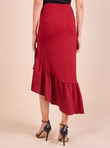 High-waisted Roma Knit Asymmetrical Skirt
