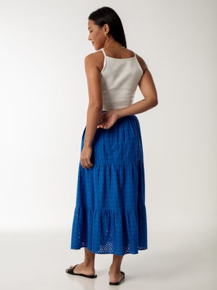 Cotton Eyelet Skirt with Side Pockets