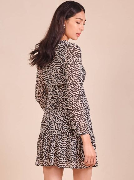 Drop-Waist Leopard Print Dress