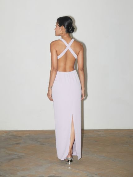 Aster Backless Halter Dress - LILAC