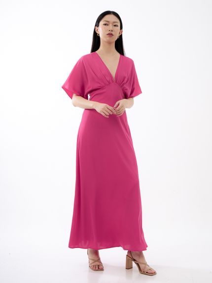 Primrose Short Sleeves Dress - FUSCHIA