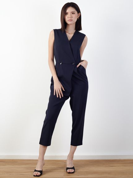 Double Breasted Sleeveless Jumpsuit