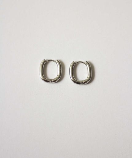 GUNG - Oval Silver Hoop Earrings