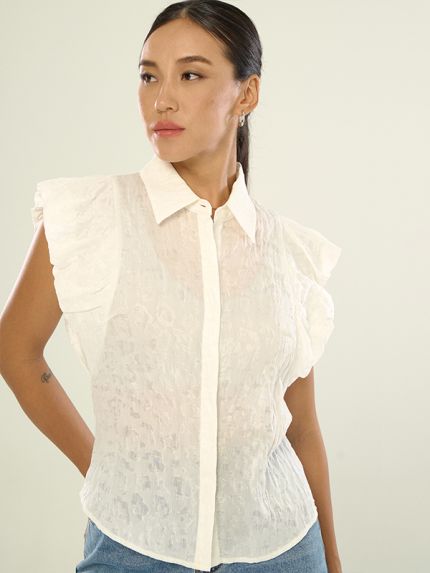 Puff Sleeve Buttoned-Up Blouse