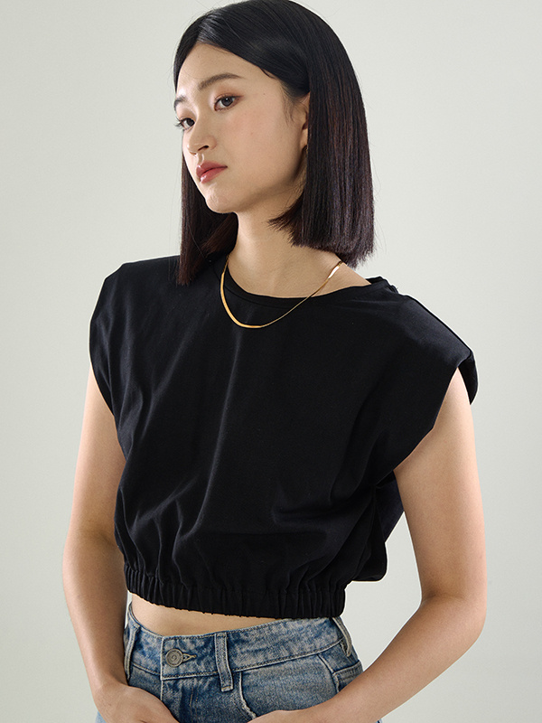 Cropped Top With Padded Shoulders