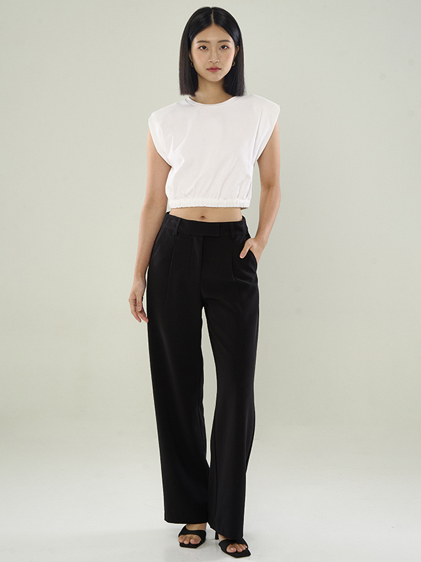 Cropped Top With Padded Shoulders