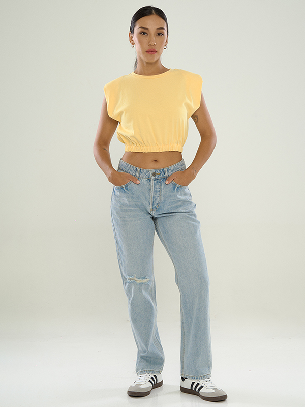 Cropped Top With Padded Shoulders