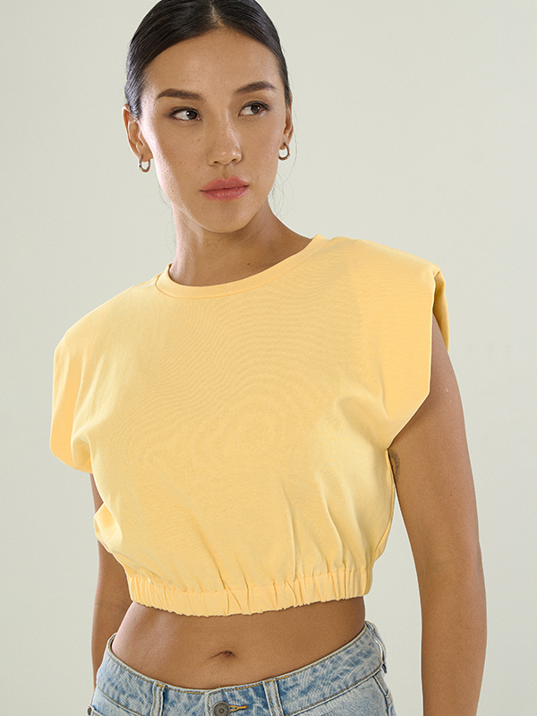 Cropped Top With Padded Shoulders