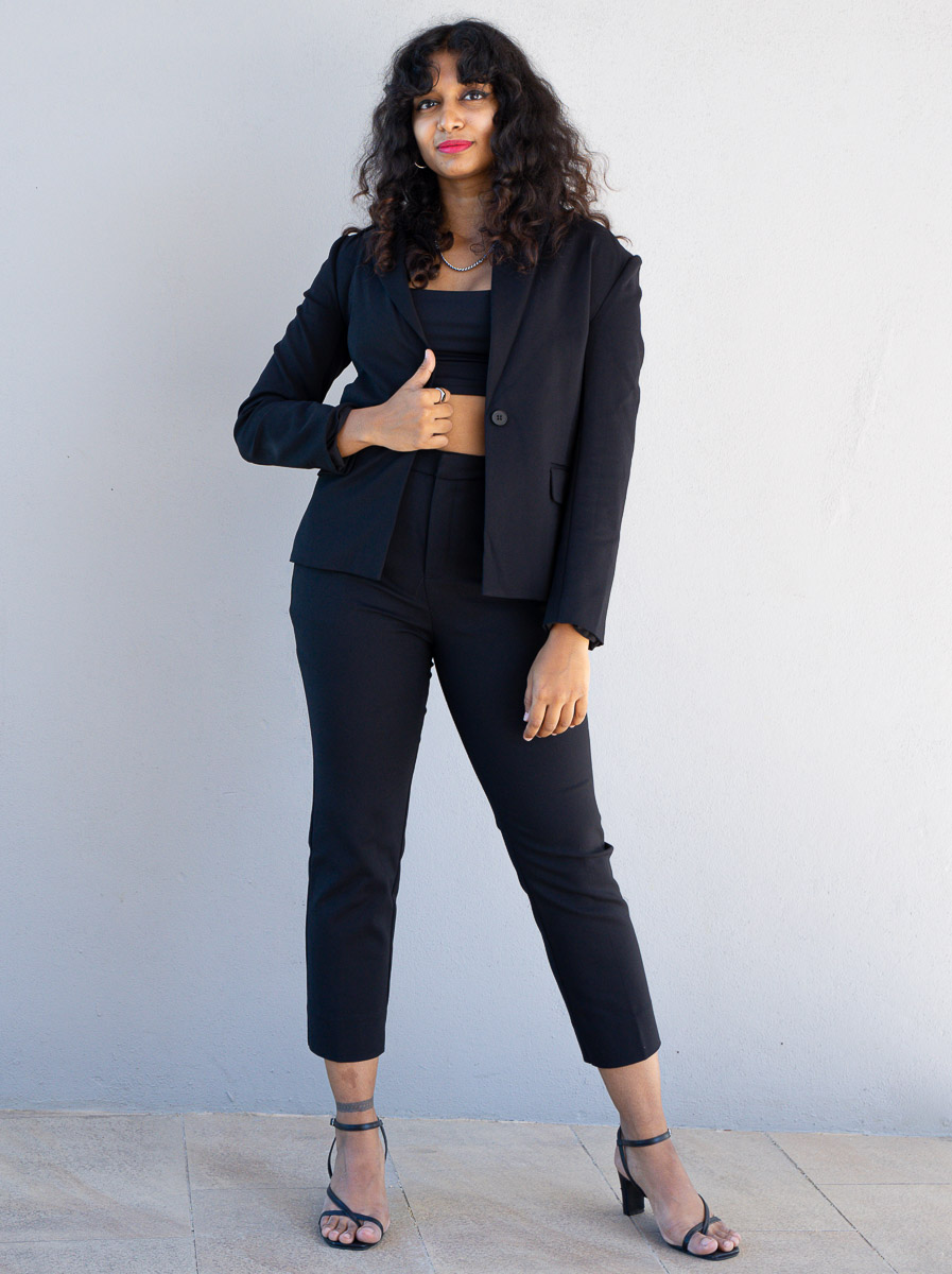 Power Suits - High Rise Basic Straight-Leg Pants Hustle Black