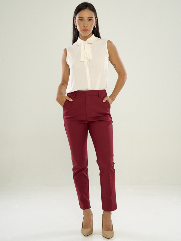 Power Suits High-Rise Pants-Maroon