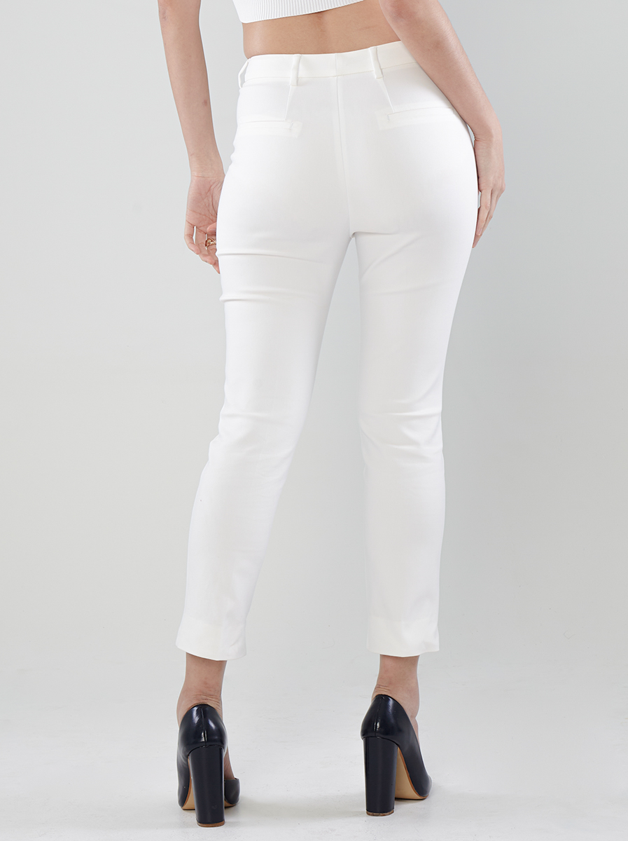 Power Suits High-Rise Pants-White