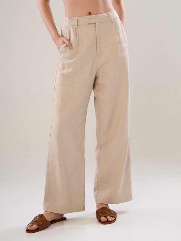 Linen Culotte Pants SIENNA, Linen Pants With Elastic Waistband, Linen Pants  for Woman, Linen Pants, Linen Wide Leg Pants 