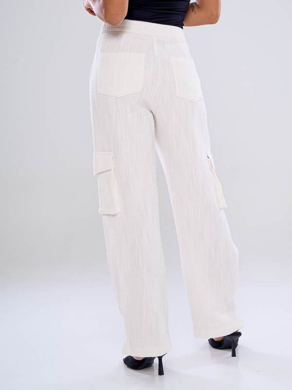 Linen Straight Cargo Trousers