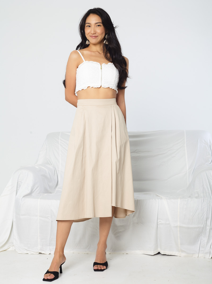 Asymmetrical skirt high clearance waisted