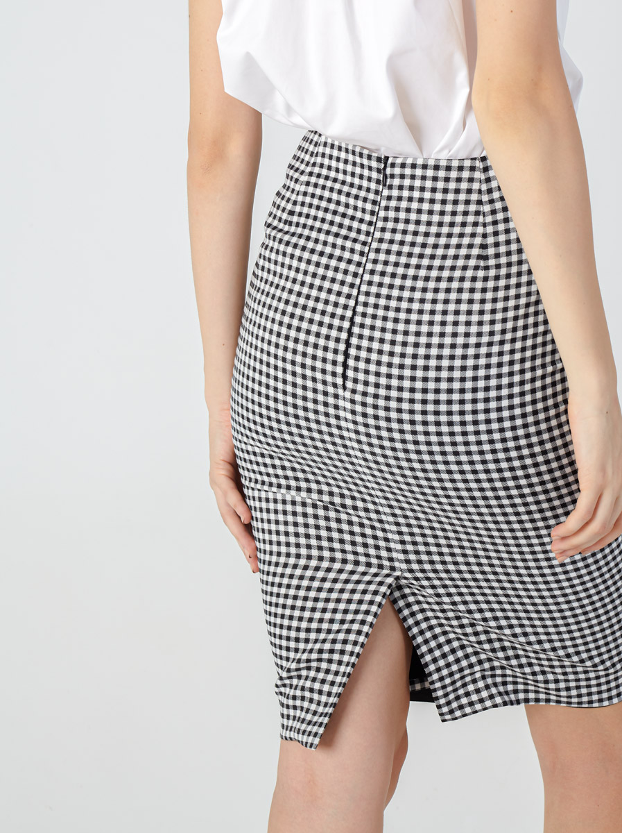 Dark grey outlet pleated pencil skirt