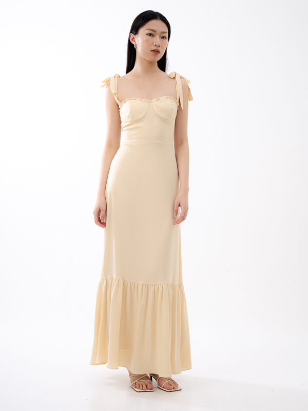 Clover Ruched Hem Dress - BUTTER YELLOW