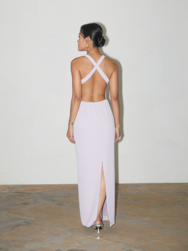 Aster Backless Halter Dress - LILAC