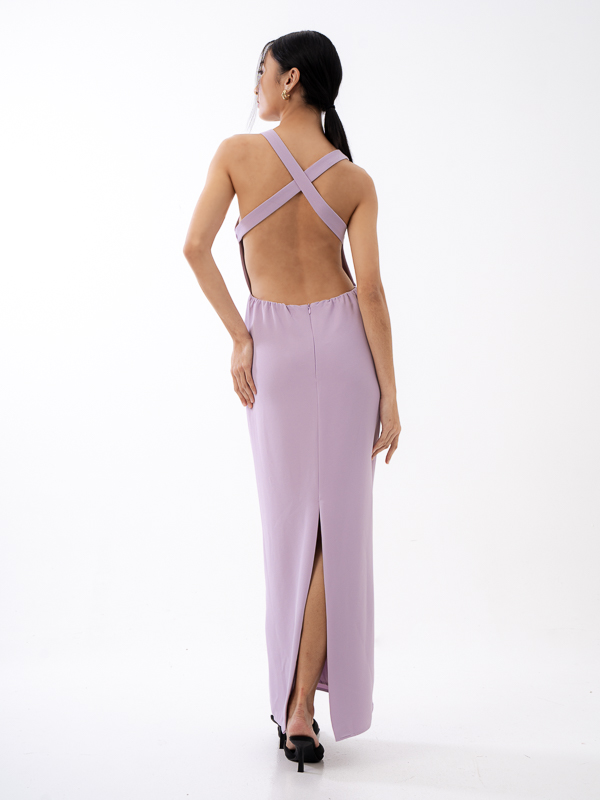 Aster Backless Halter Dress - LILAC