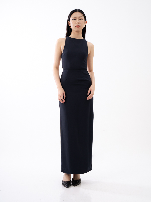 Aster Backless Halter Dress - MIDNIGHT