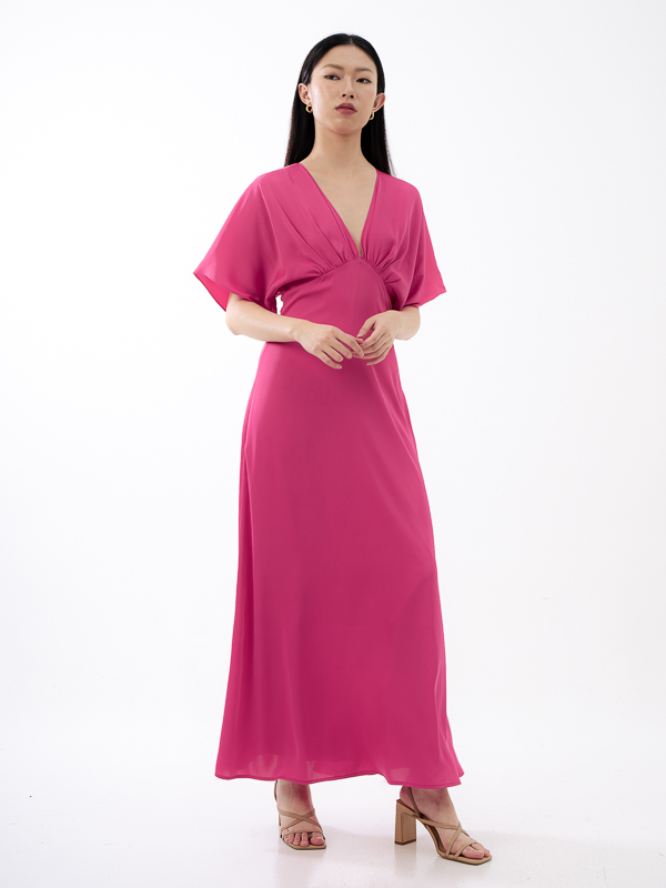 Primrose Short Sleeves Dress - FUSCHIA