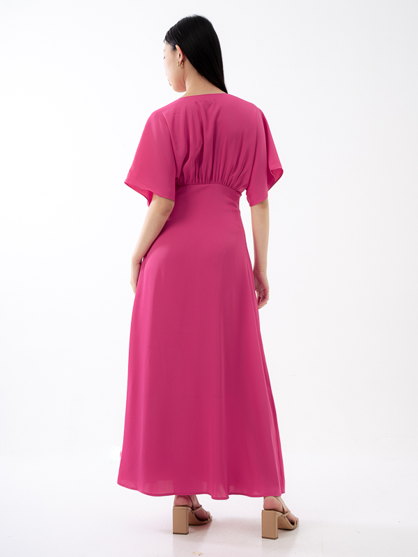 Primrose Short Sleeves Dress - FUSCHIA