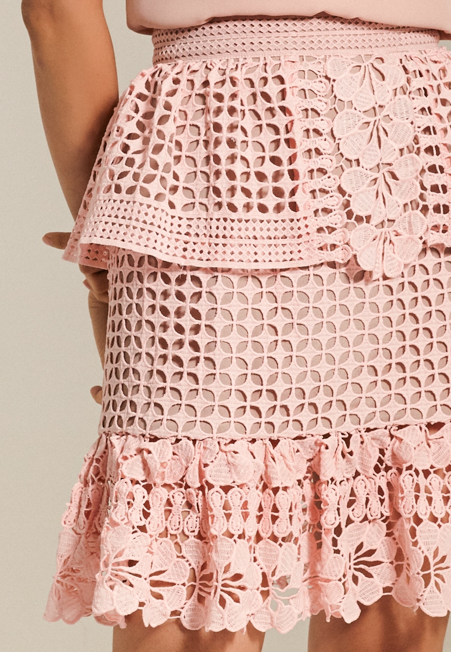 Guipure Lace Peplum Skirt