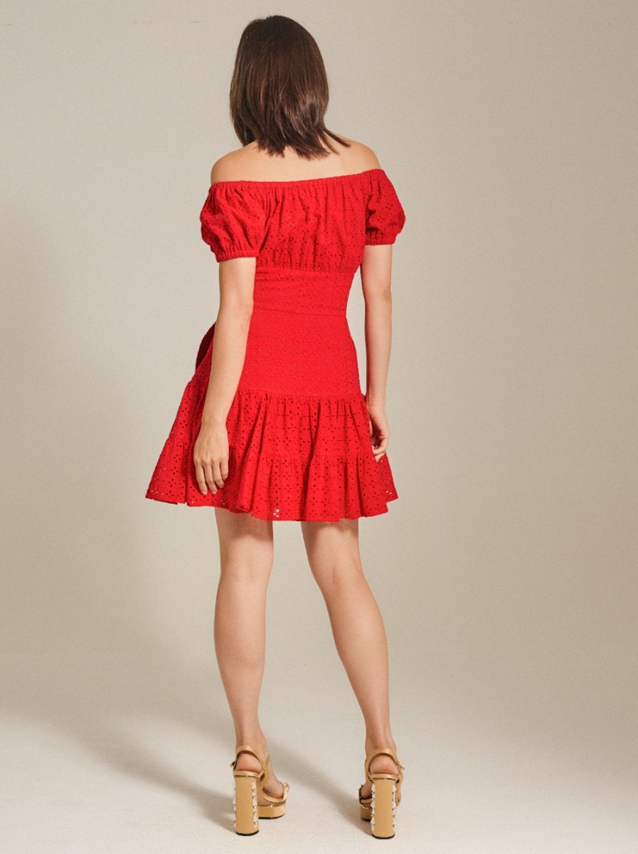 Off-Shoulder Broderie Anglaise Short Dress
