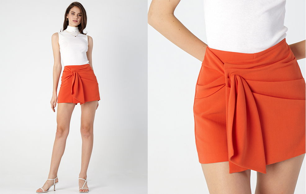Skort with Front Draping Details